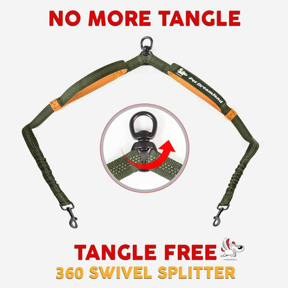 Exquisite Hands Free Double Dog Leash for Two Dogs with Tangle-Free Swivel. Premium Quality & Versatile for Running. You Will Absolutely Love This Amazing Waist Leash (Khaki & Orange)