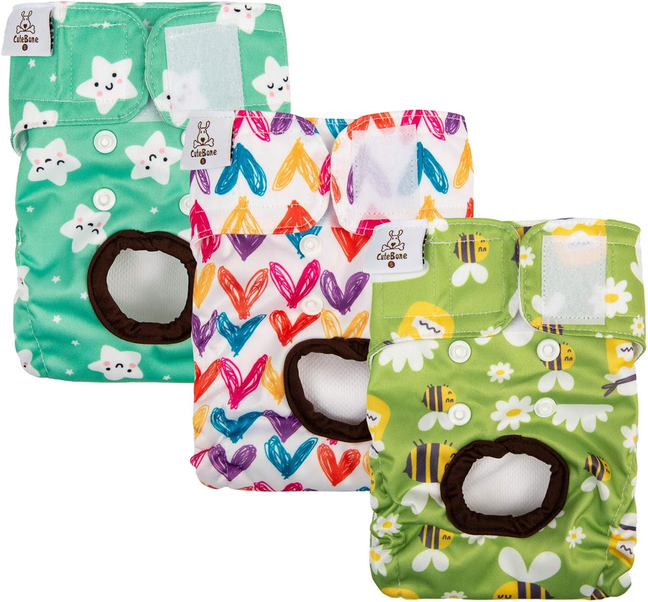 Dog Diapers Female Washable Small Medium Large 3 Pack Reusable Doggie Diapers Puppy Period Pants for Doggy Heat Cycle Peeing D29L