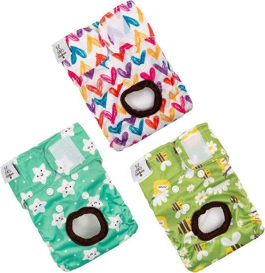 Dog Diapers Female Washable Small Medium Large 3 Pack Reusable Doggie Diapers Puppy Period Pants for Doggy Heat Cycle Peeing D29L