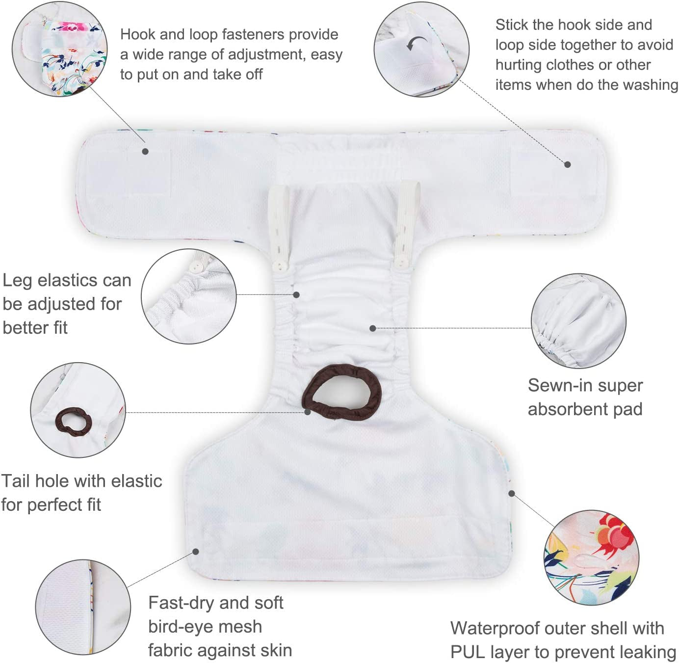Dog Diapers Female Washable Small Medium Large 3 Pack Reusable Doggie Diapers Puppy Period Pants for Doggy Heat Cycle Peeing D29L