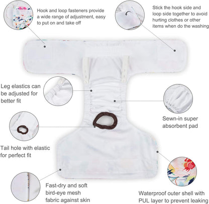 Dog Diapers Female Washable Small Medium Large 3 Pack Reusable Doggie Diapers Puppy Period Pants for Doggy Heat Cycle Peeing D29L